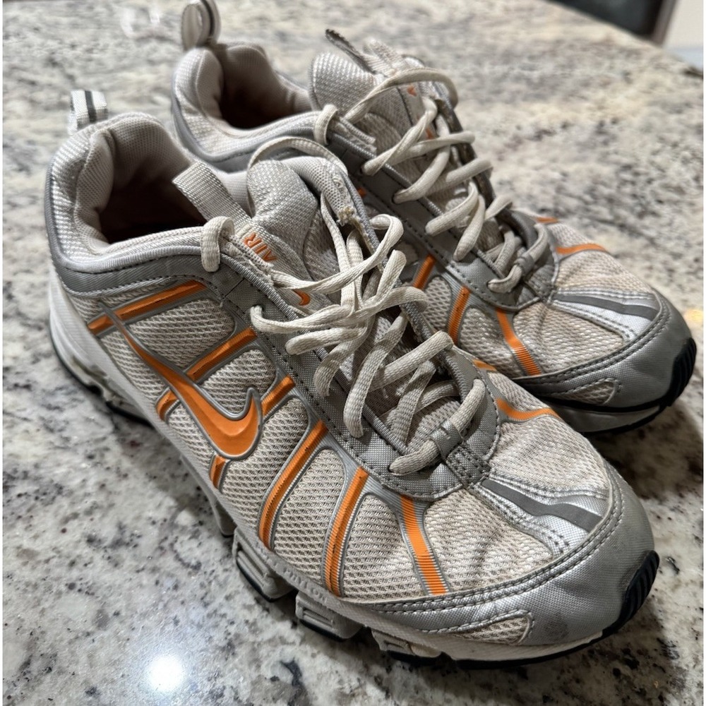 NIKE AIR Womens 9.5‎ Orange and White Logo Running Jogging Athletic Shoes